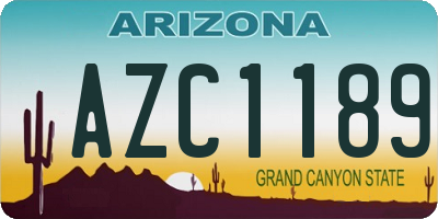 AZ license plate AZC1189