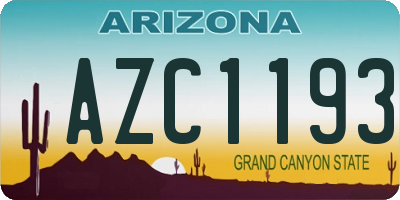 AZ license plate AZC1193