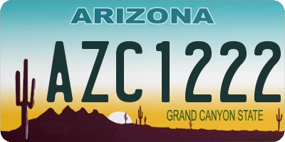 AZ license plate AZC1222