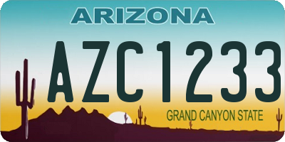 AZ license plate AZC1233