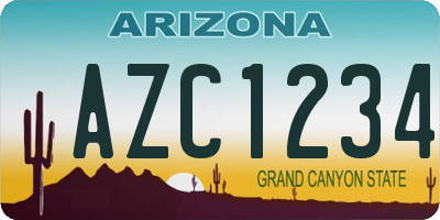 AZ license plate AZC1234