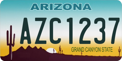 AZ license plate AZC1237
