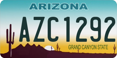 AZ license plate AZC1292