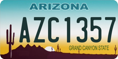 AZ license plate AZC1357