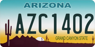 AZ license plate AZC1402