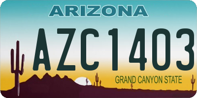 AZ license plate AZC1403