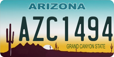AZ license plate AZC1494