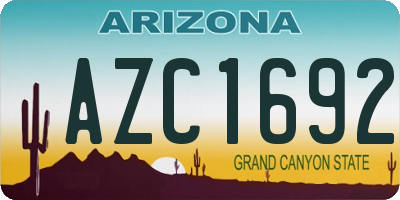 AZ license plate AZC1692