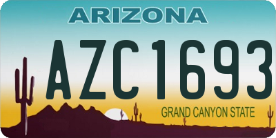 AZ license plate AZC1693