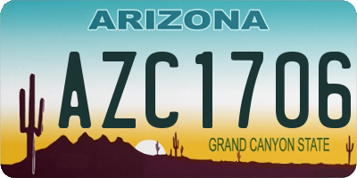 AZ license plate AZC1706