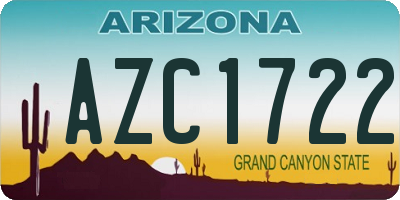 AZ license plate AZC1722