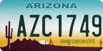 AZ license plate AZC1749