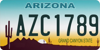 AZ license plate AZC1789