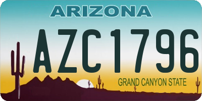 AZ license plate AZC1796