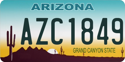 AZ license plate AZC1849