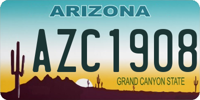AZ license plate AZC1908