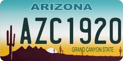 AZ license plate AZC1920