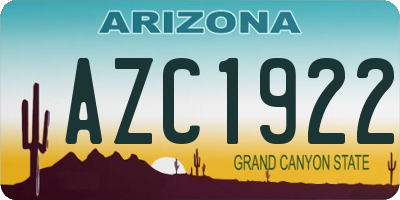 AZ license plate AZC1922