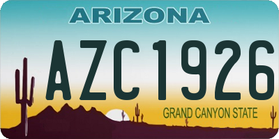 AZ license plate AZC1926
