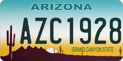 AZ license plate AZC1928