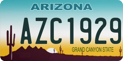 AZ license plate AZC1929