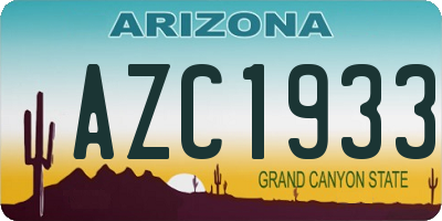 AZ license plate AZC1933