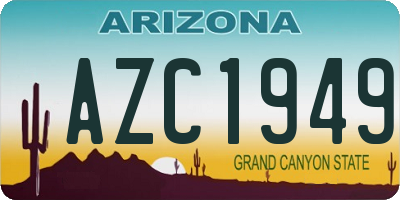 AZ license plate AZC1949