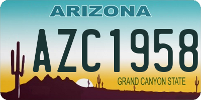 AZ license plate AZC1958