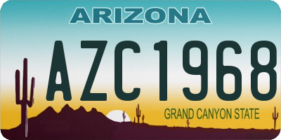AZ license plate AZC1968