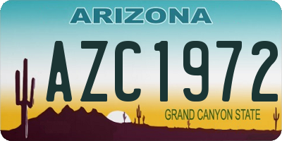 AZ license plate AZC1972