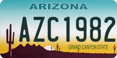 AZ license plate AZC1982