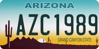 AZ license plate AZC1989