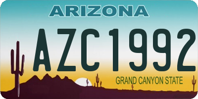 AZ license plate AZC1992