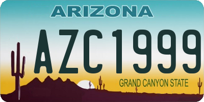 AZ license plate AZC1999