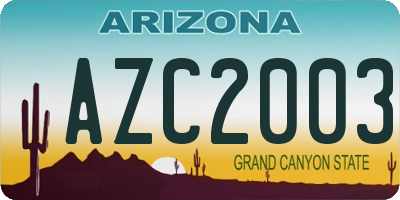 AZ license plate AZC2003