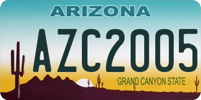 AZ license plate AZC2005