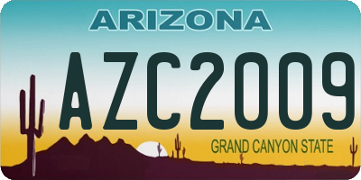 AZ license plate AZC2009