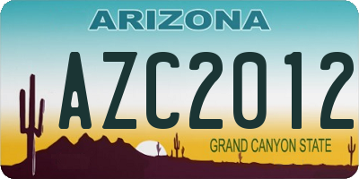 AZ license plate AZC2012