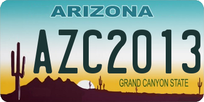 AZ license plate AZC2013