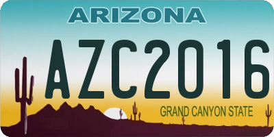 AZ license plate AZC2016
