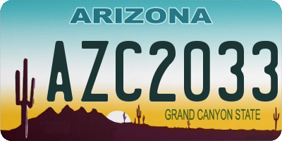 AZ license plate AZC2033
