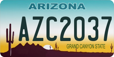 AZ license plate AZC2037