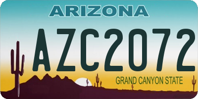 AZ license plate AZC2072