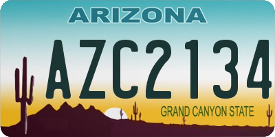 AZ license plate AZC2134