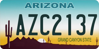 AZ license plate AZC2137