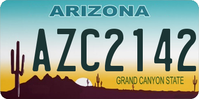 AZ license plate AZC2142
