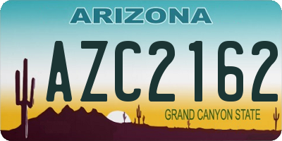 AZ license plate AZC2162
