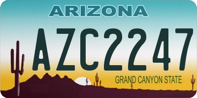 AZ license plate AZC2247