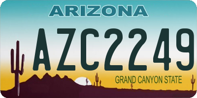 AZ license plate AZC2249