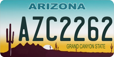 AZ license plate AZC2262